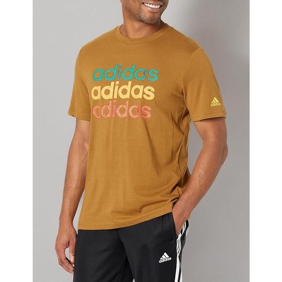NEW Adidas Multi Linear Sportswear Graphic Tee Men’s Medium HS2525 Brown - Picture 1 of 8
